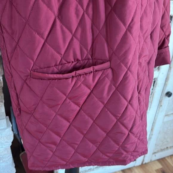 Vintage Carlisle maroon quilted barn jacket removable brown collar pockets - Picture 7 of 16